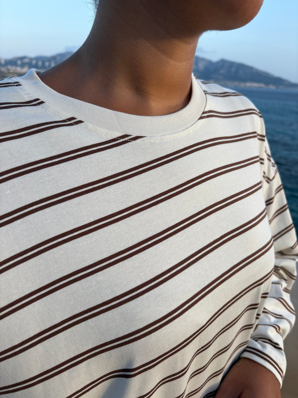Robe tee-shirt rayée Beige