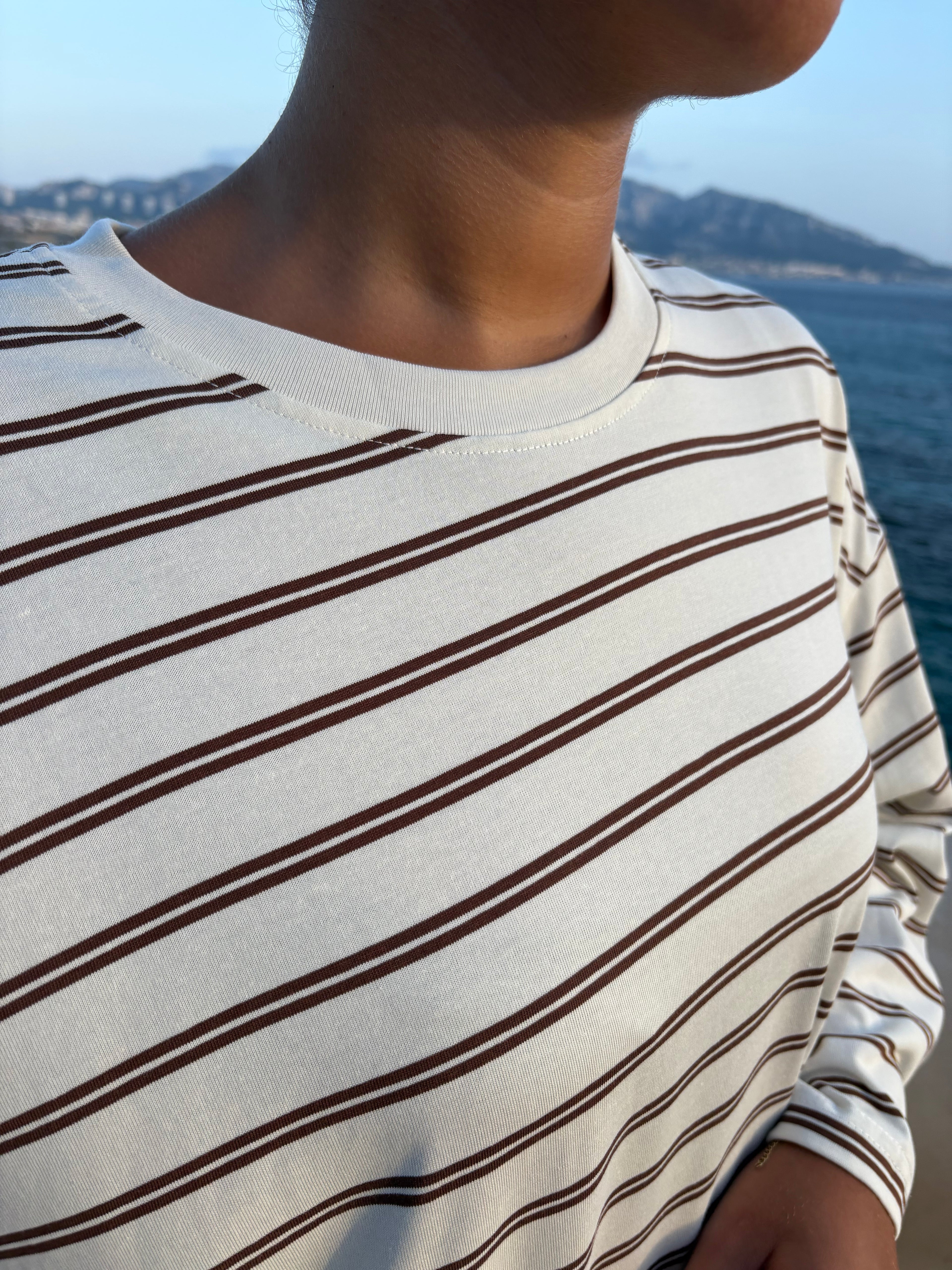Robe tee-shirt rayée Beige