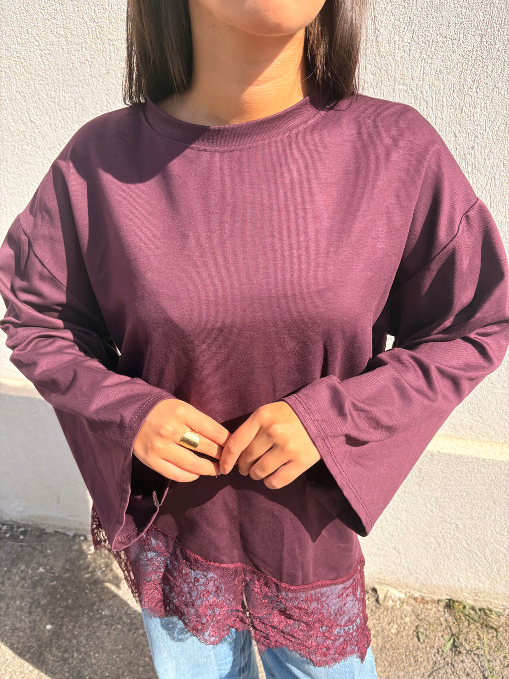 Top dentelle Mia bordeaux