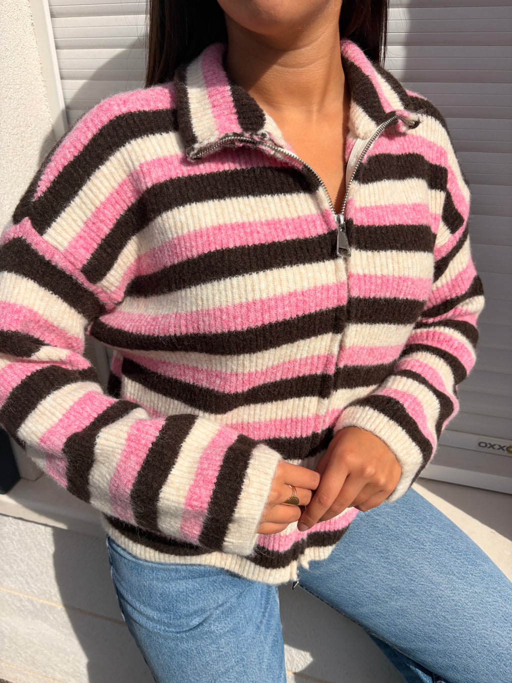 Gilet rayé Alma chocolat