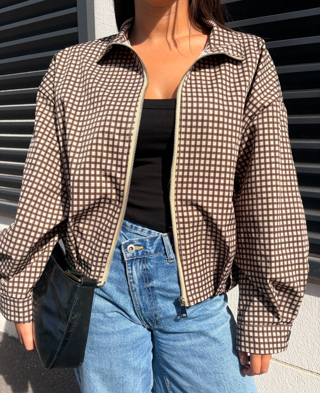 Veste à carreaux Mila marron