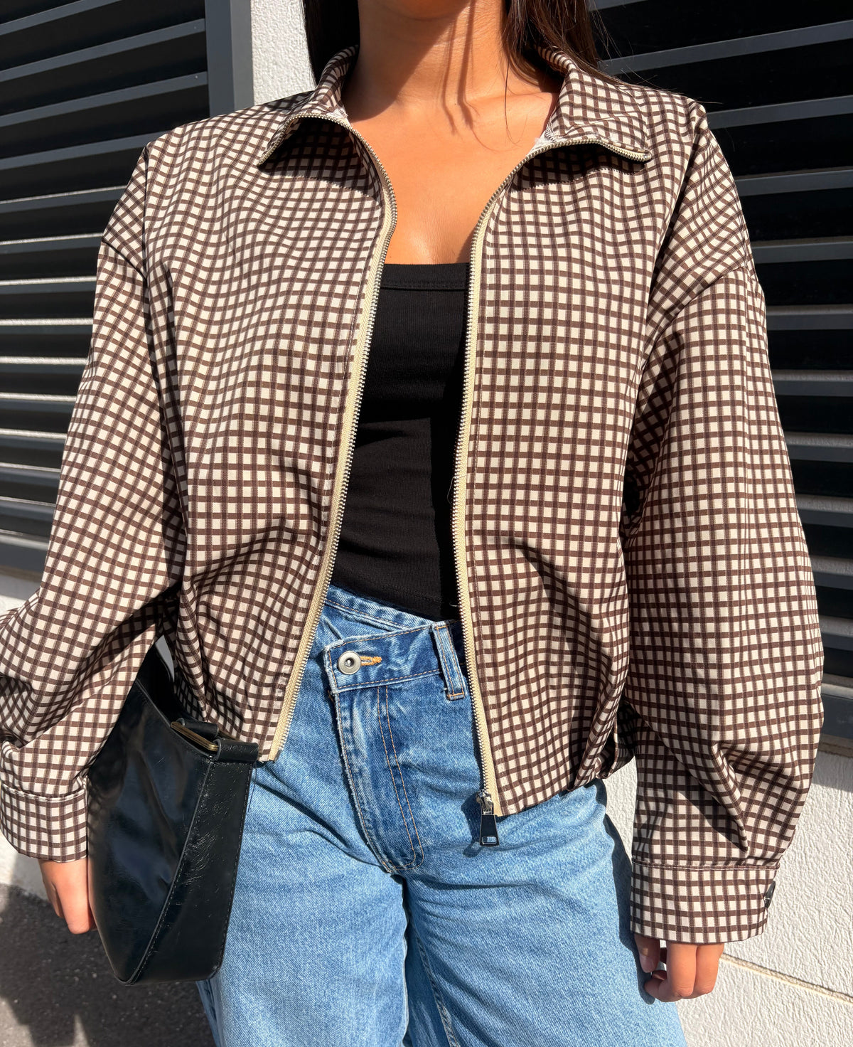 Veste à carreaux Mila marron