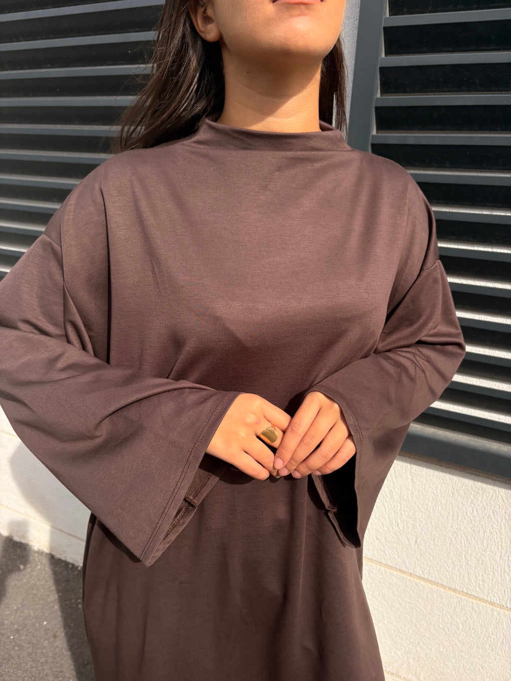 Robe col montant Nour chocolat