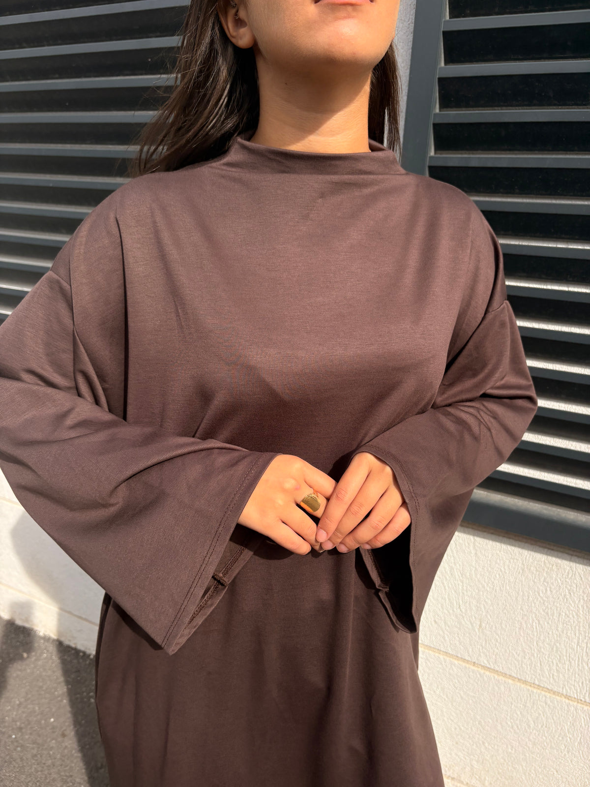 Robe col montant Nour chocolat