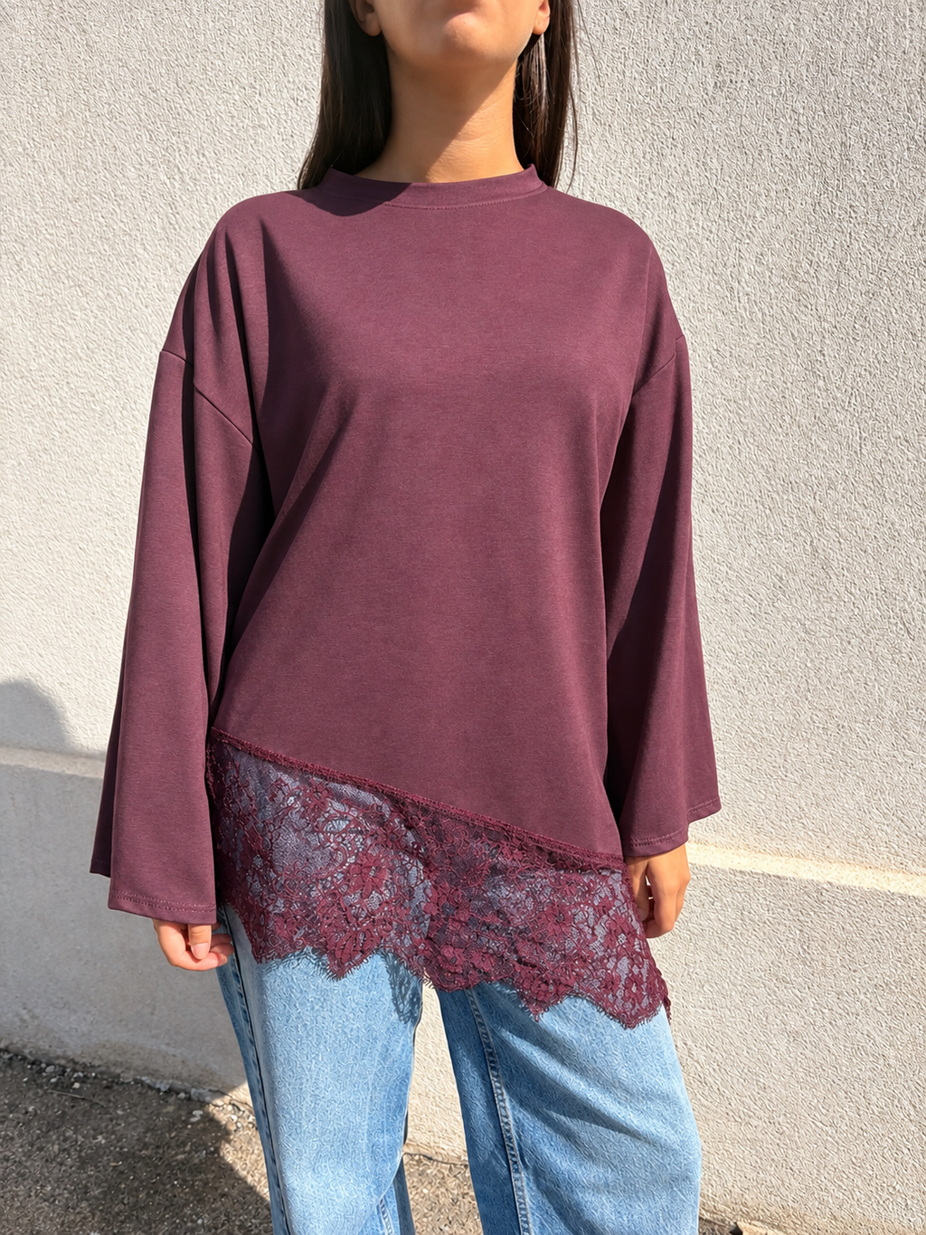 Top dentelle Mia bordeaux
