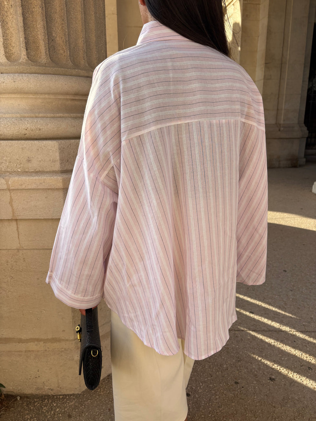 Chemise rayée Dina Rose poudré