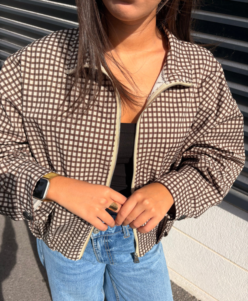 Veste à carreaux Mila marron