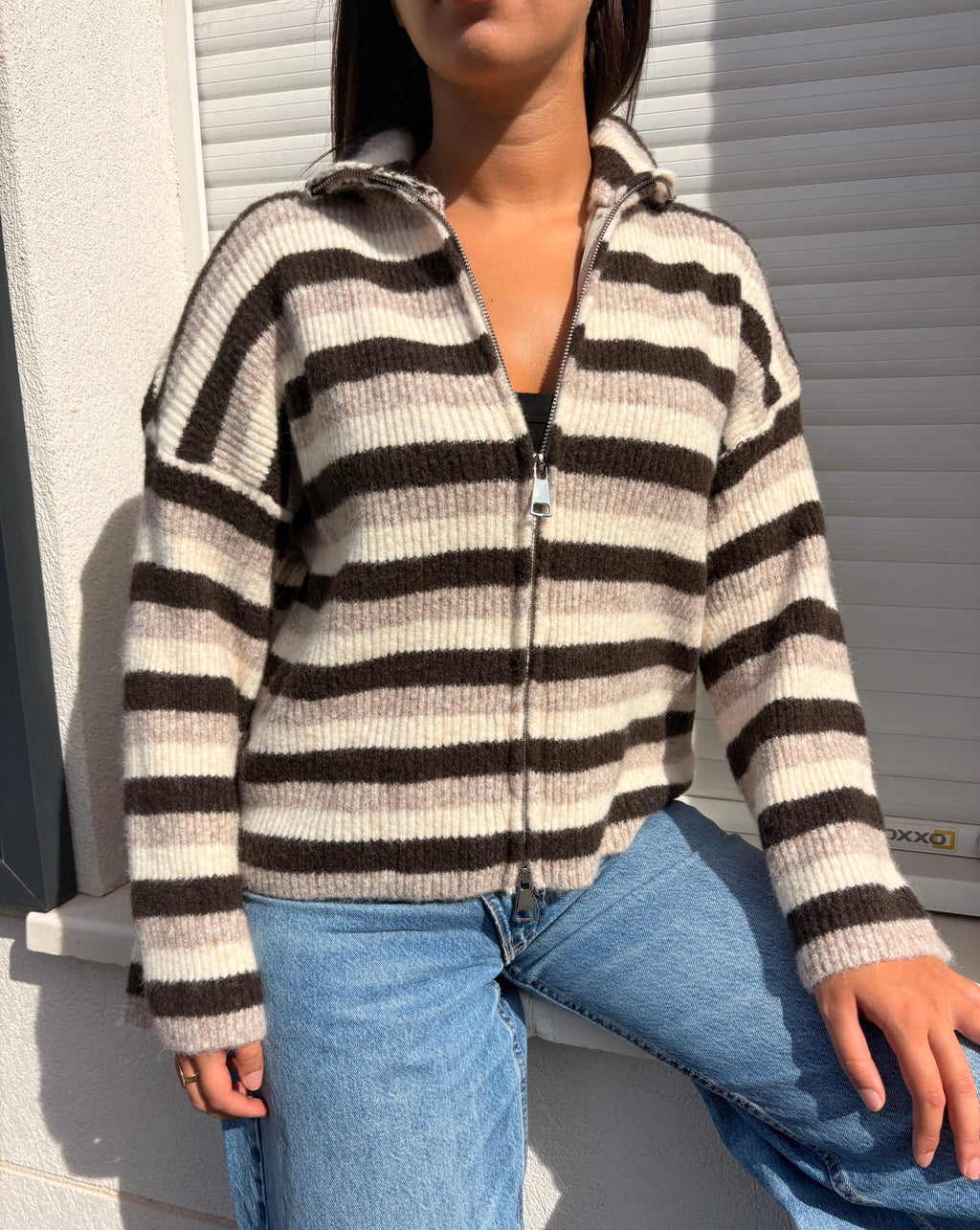 Gilet rayé Alma beige