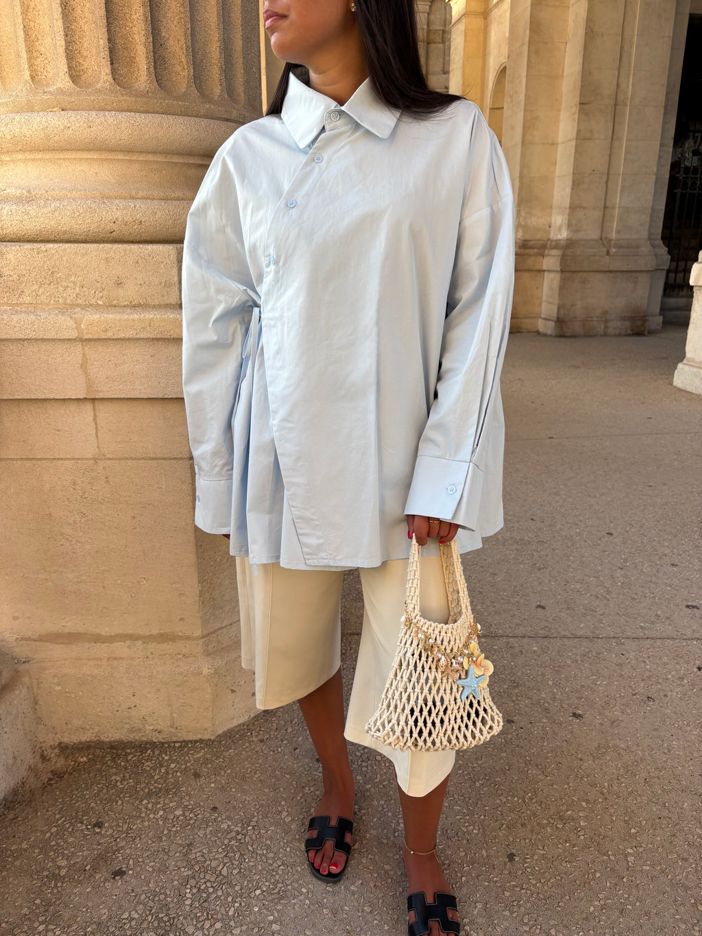 Chemise cache-cœur Maya Bleu ciel