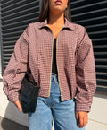 Veste à carreaux Mila bordeaux
