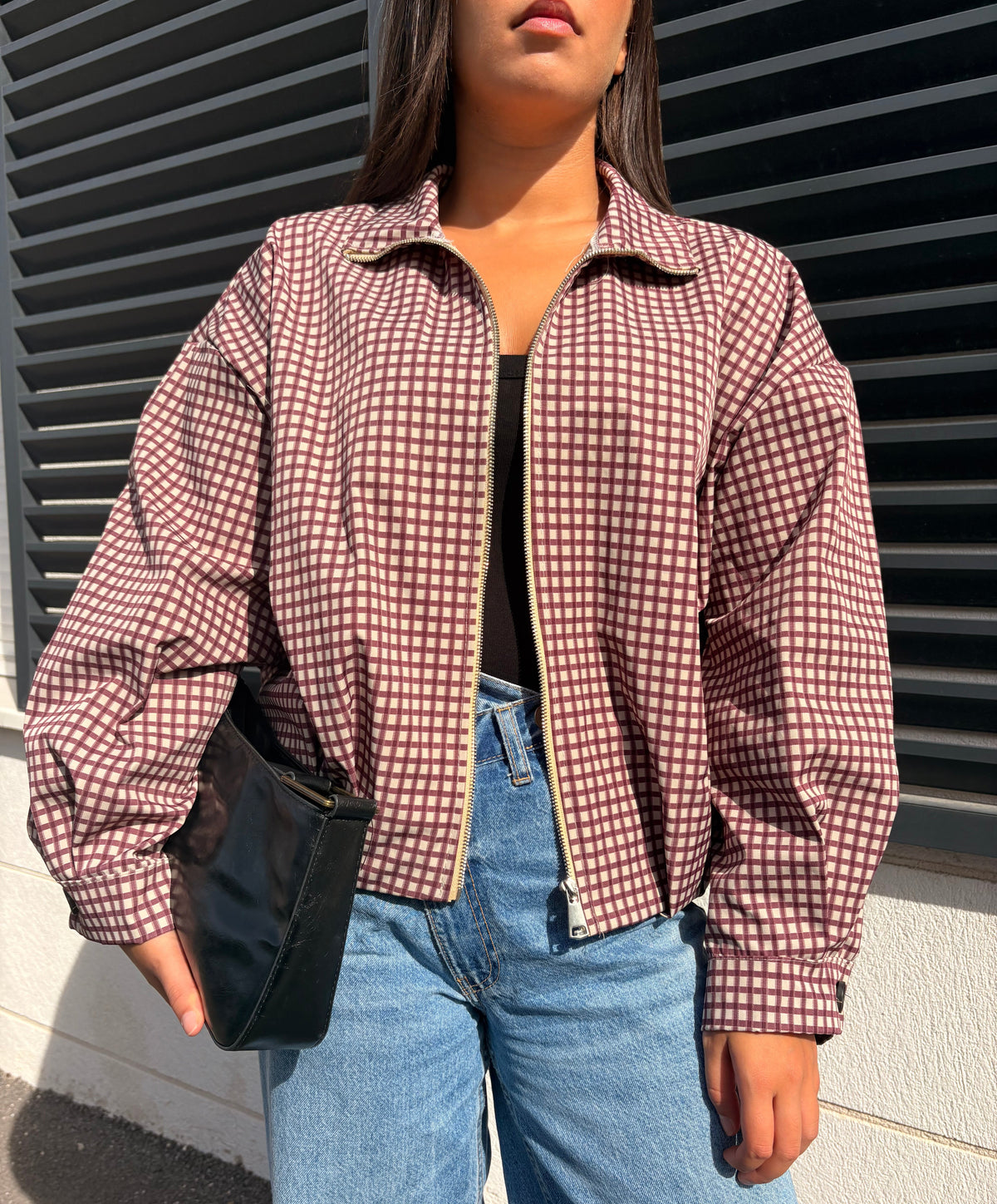 Veste à carreaux Mila bordeaux