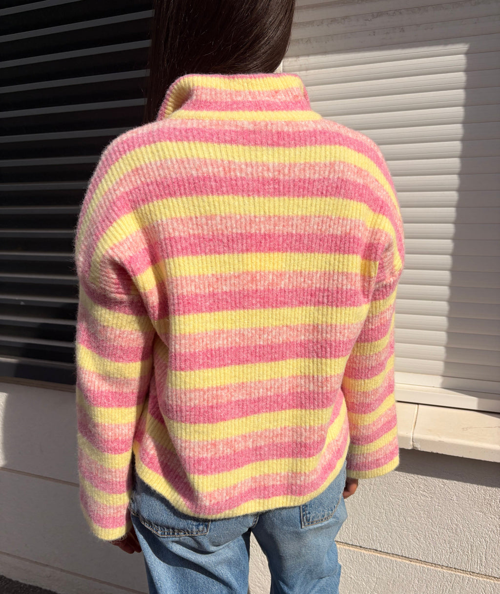 Gilet rayé Alma rose