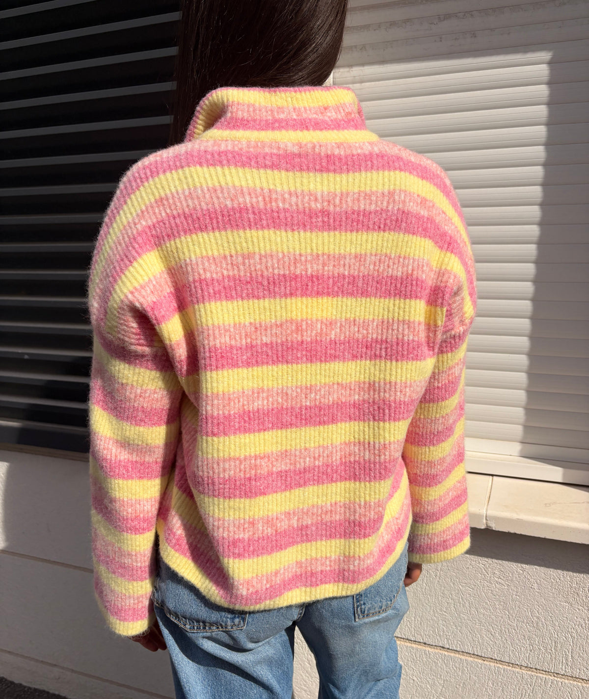 Gilet rayé Alma rose