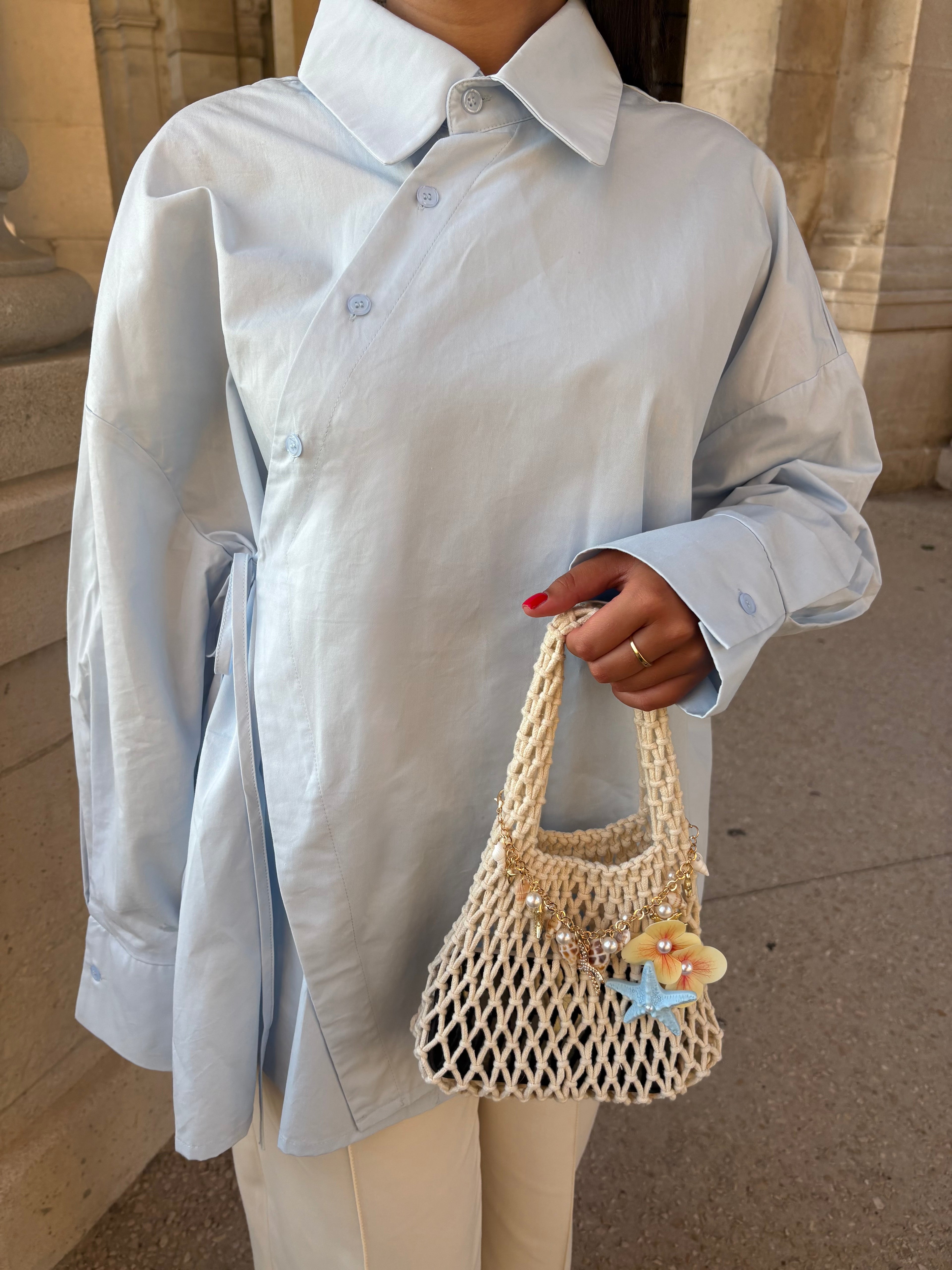 Chemise cache-cœur Maya Bleu ciel