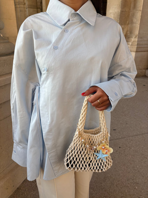 Chemise cache-cœur Maya Bleu ciel
