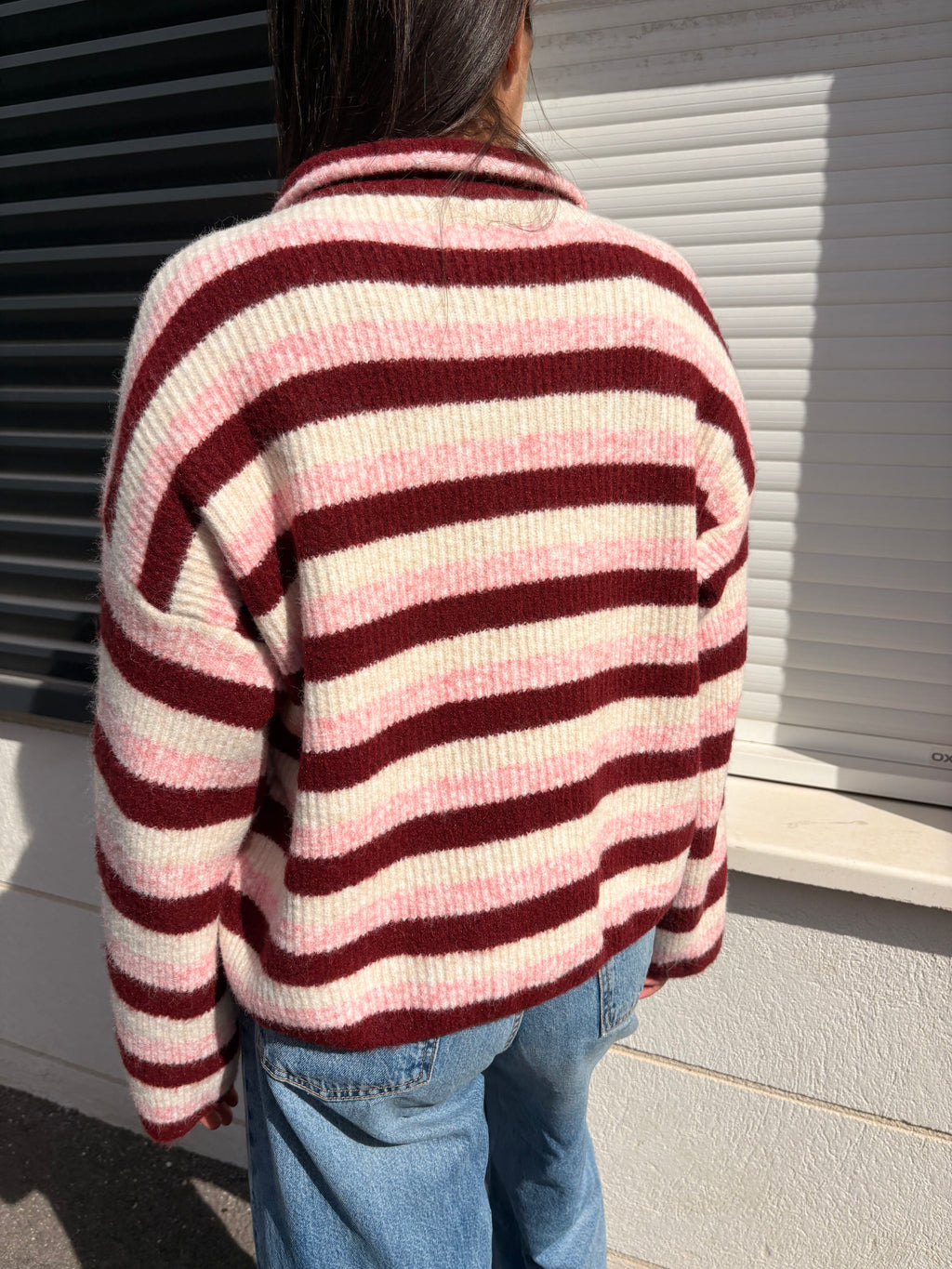 Gilet rayé Alma bordeaux