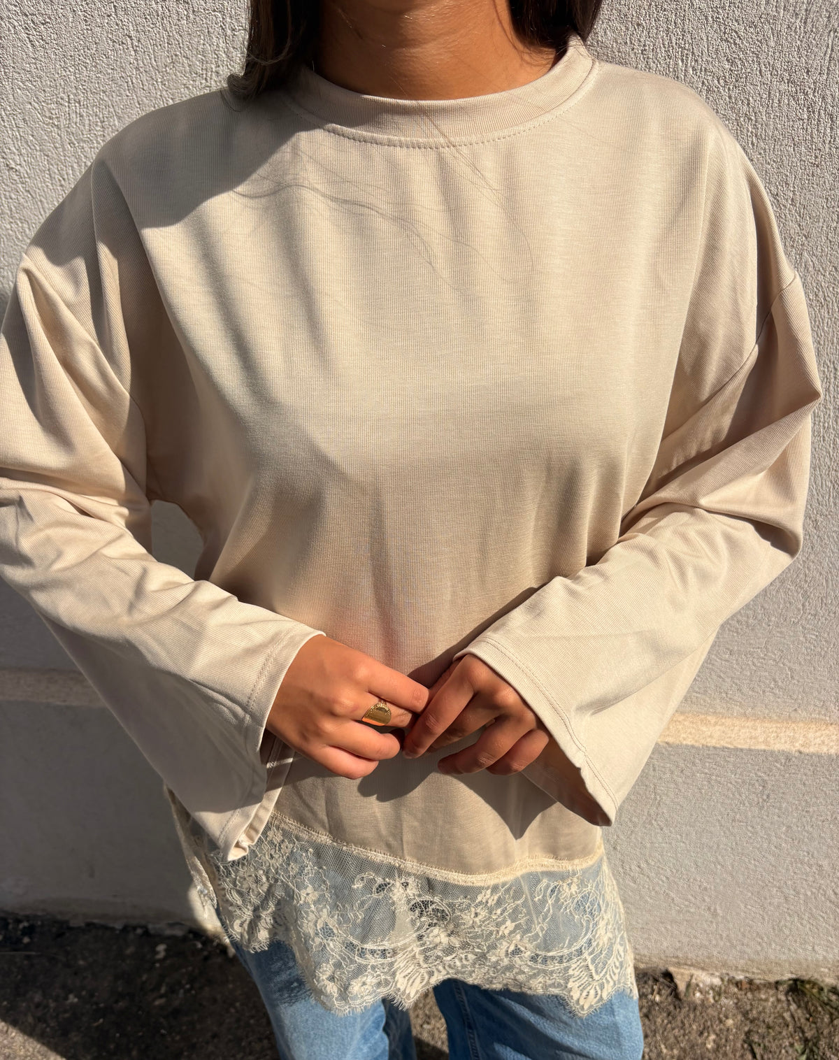 Top dentelle Mia beige
