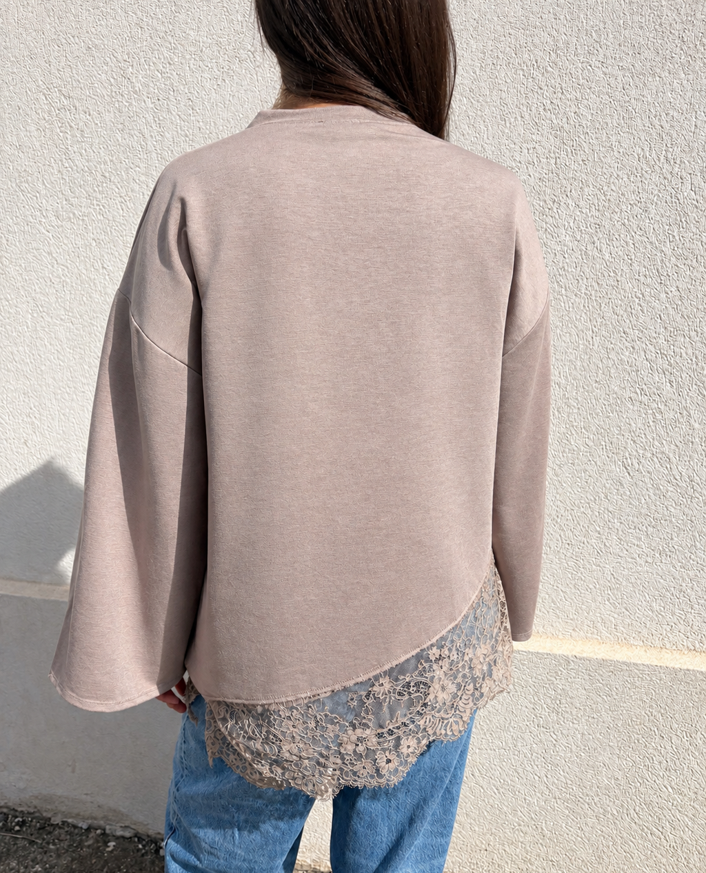 Top dentelle Mia taupe