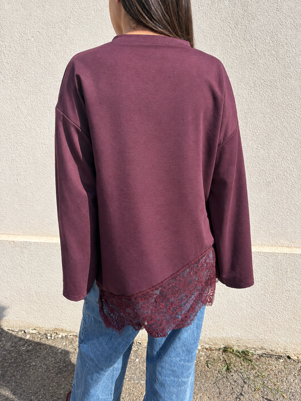 Top dentelle Mia bordeaux