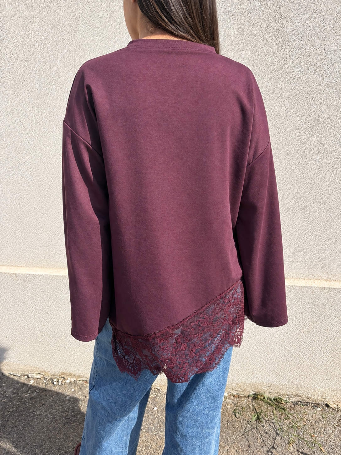 Top dentelle Mia bordeaux