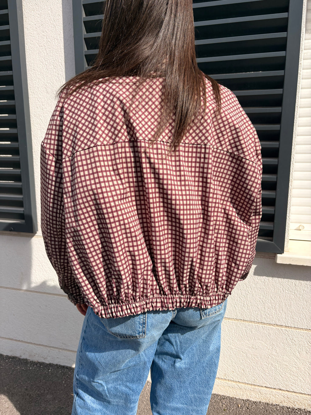 Veste à carreaux Mila bordeaux