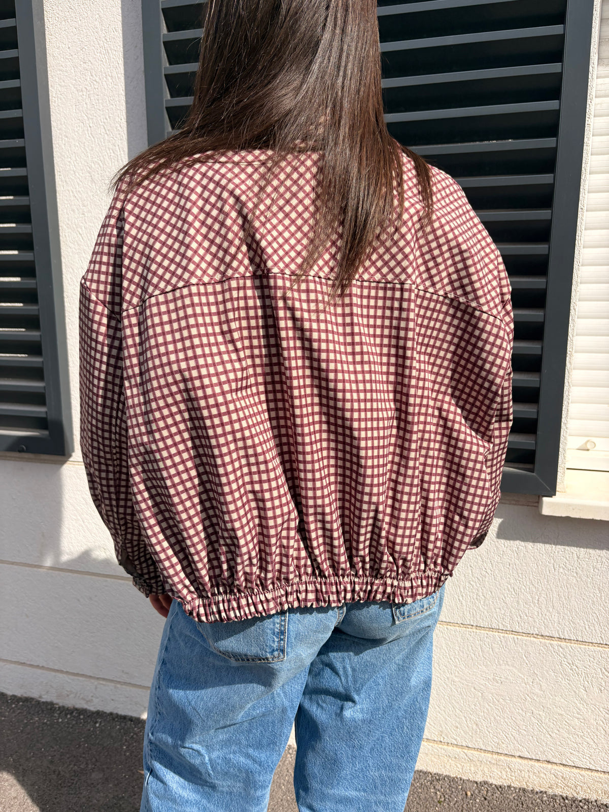 Veste à carreaux Mila bordeaux