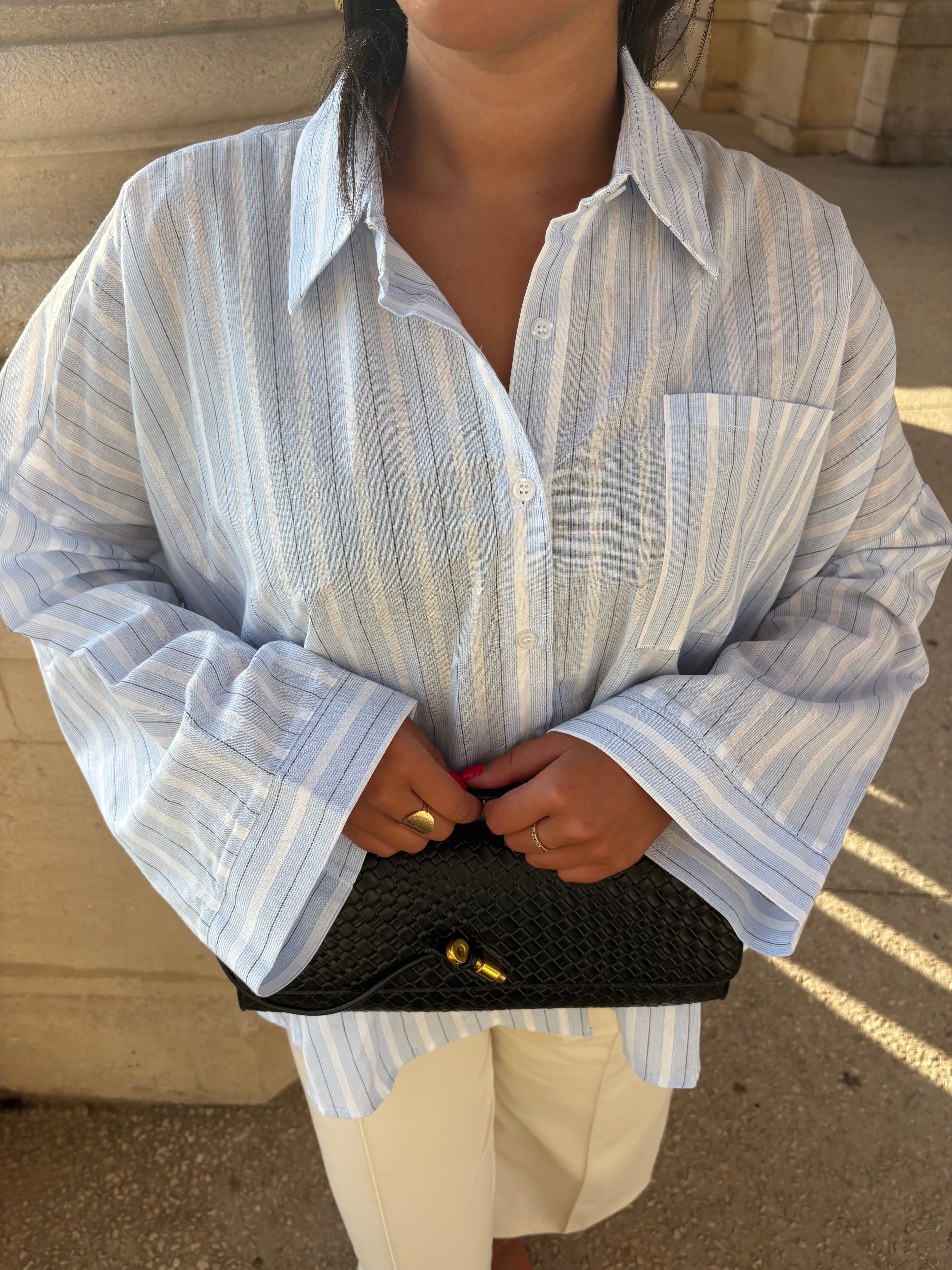 Chemise rayée Dina Bleu ciel