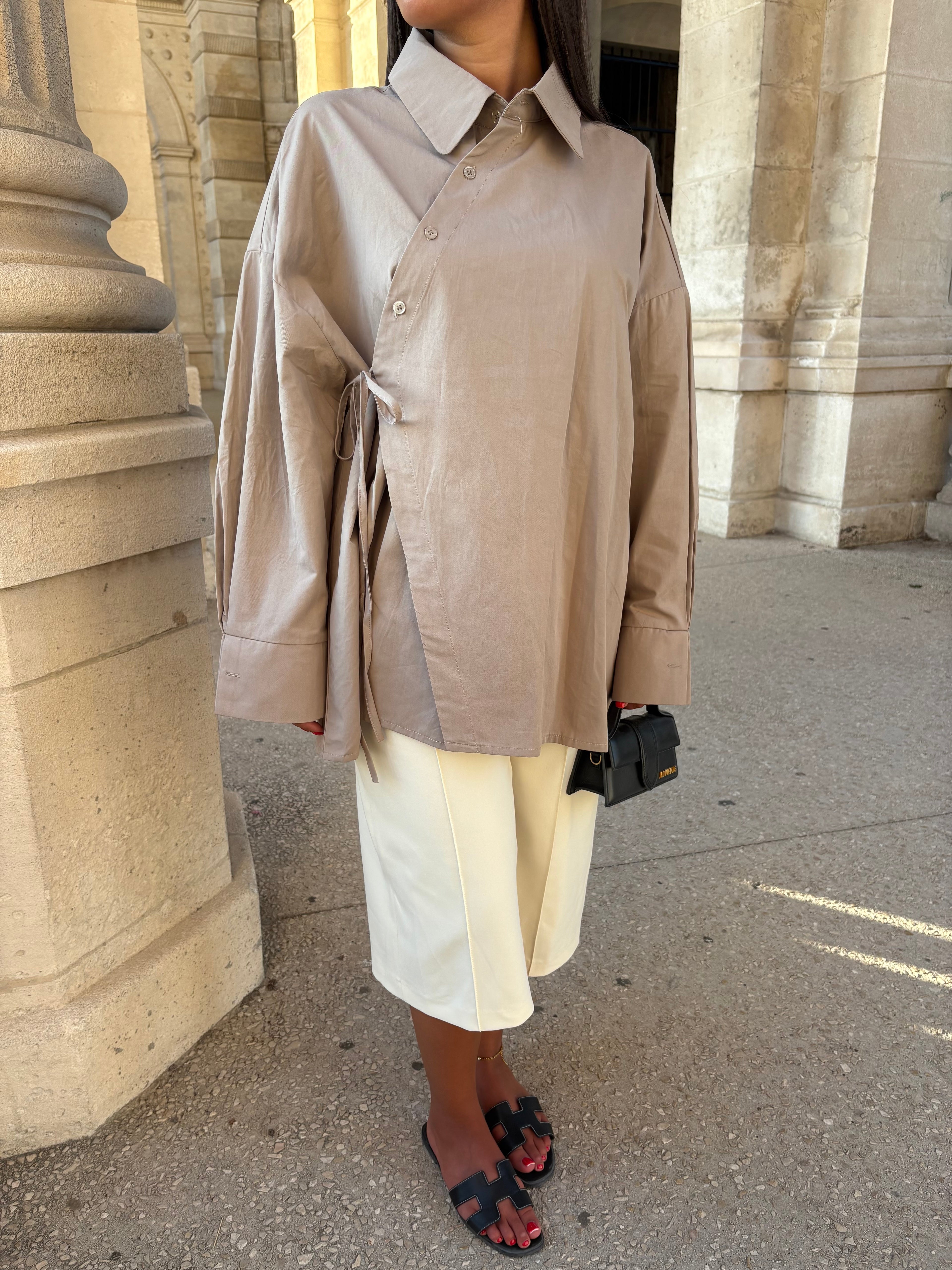 Chemise cache-cœur Maya Taupe