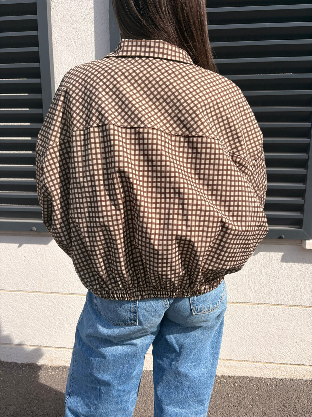 Veste à carreaux Mila marron