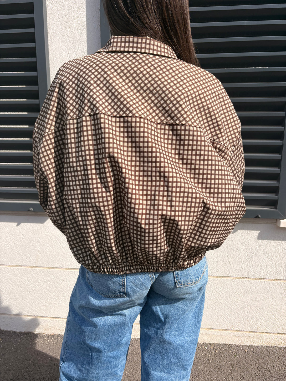 Veste à carreaux Mila marron