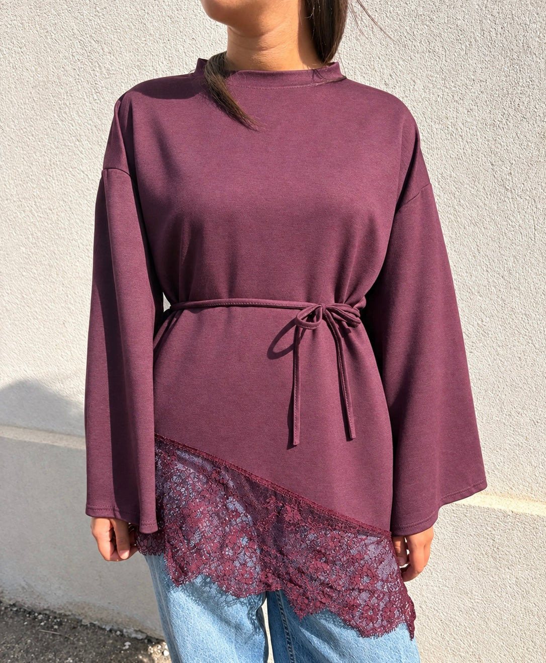 Top dentelle Mia bordeaux
